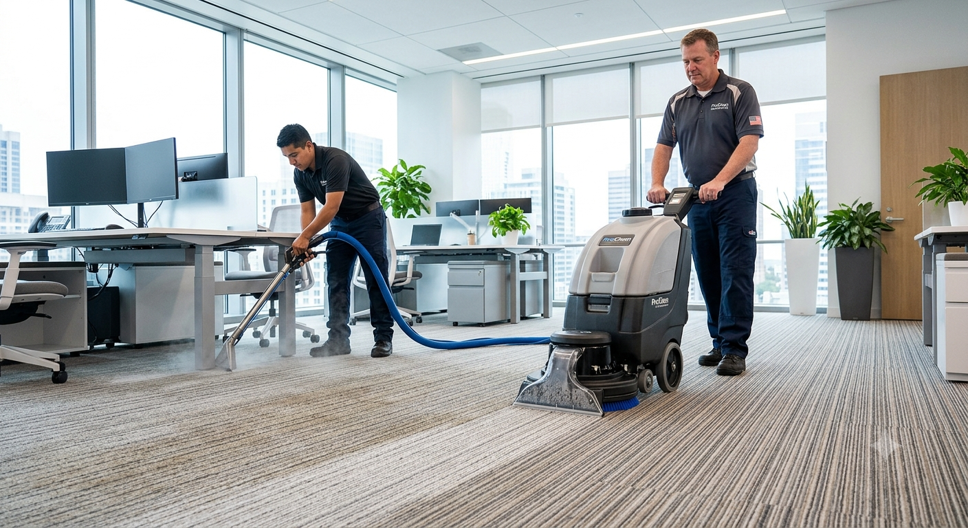 Clean office carpet after service